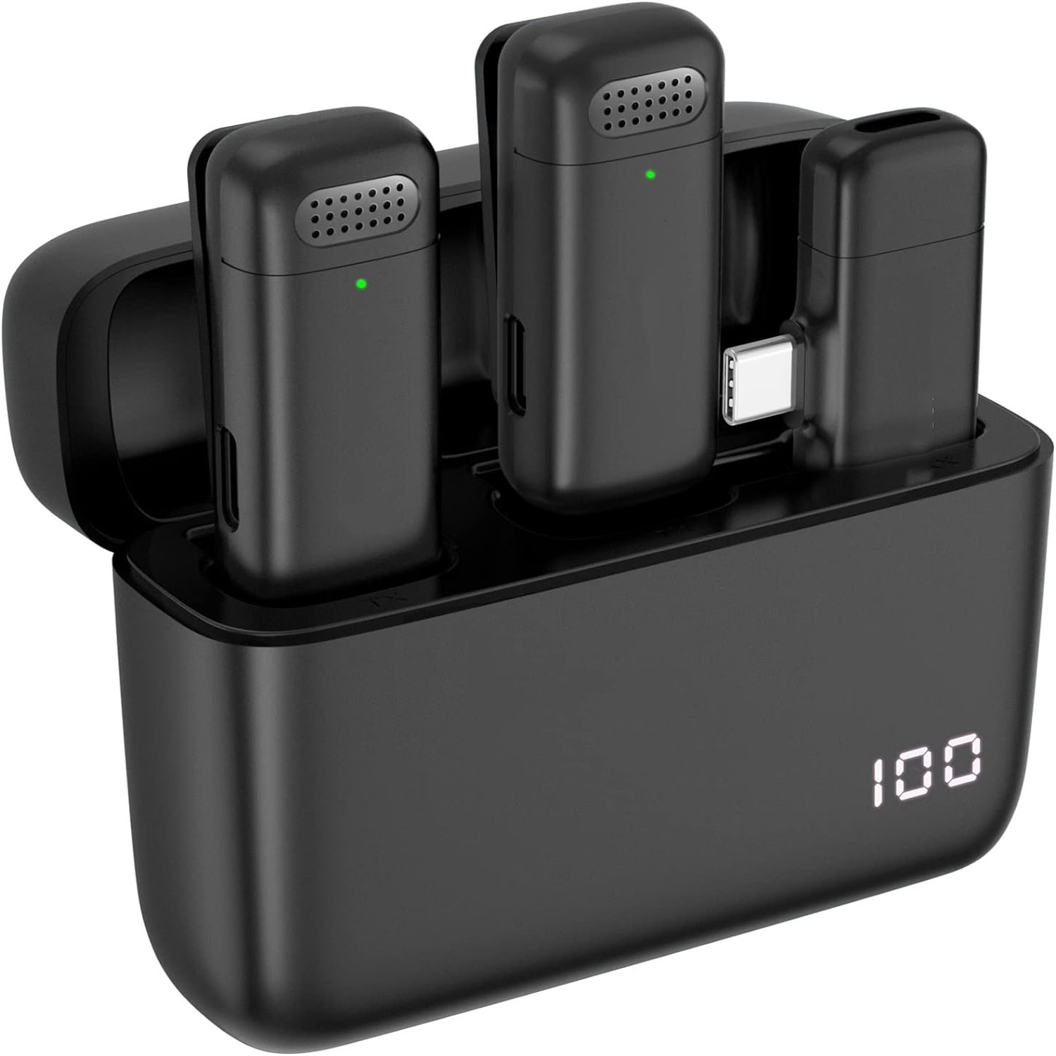 Wireless Charger - 2 Paket Mikrofon Lapel Nirkabel dengan