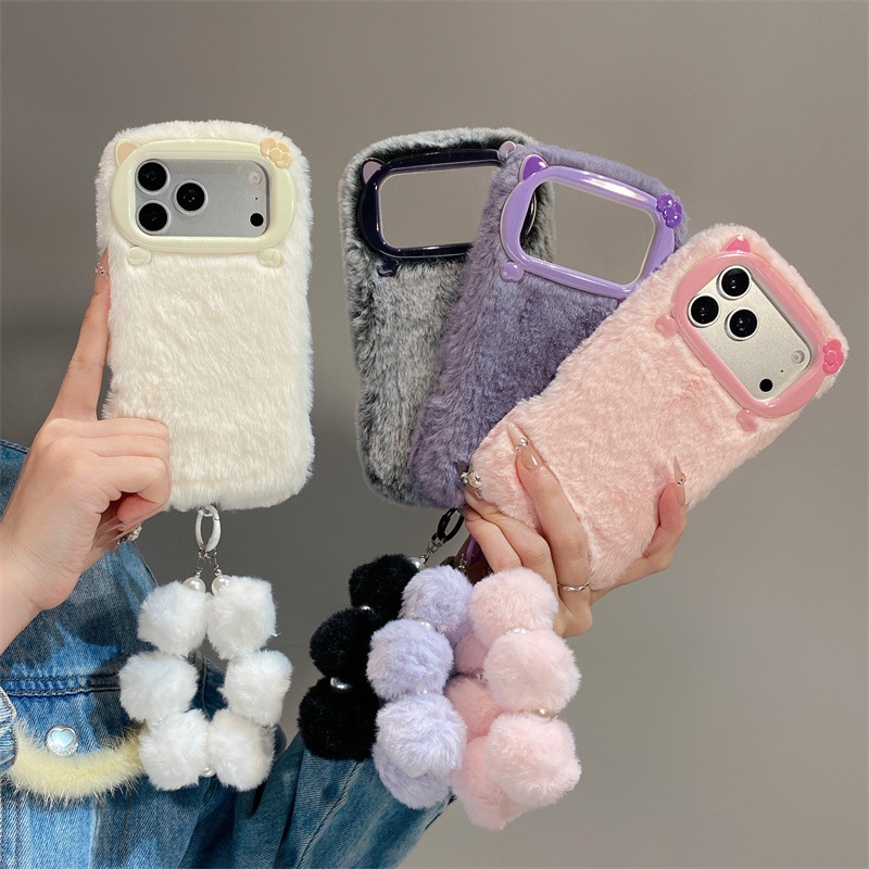 Usb Charger - Casing Ponsel Mewah Warna Solid Berbulu