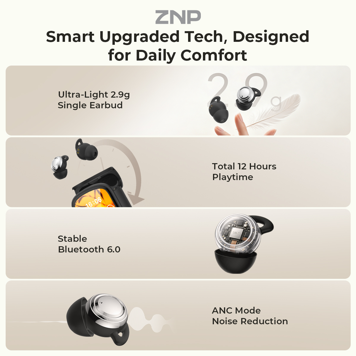 ZNP P04 Earbud Penenang Tidur  - Wireless Charger ulasan dan harga