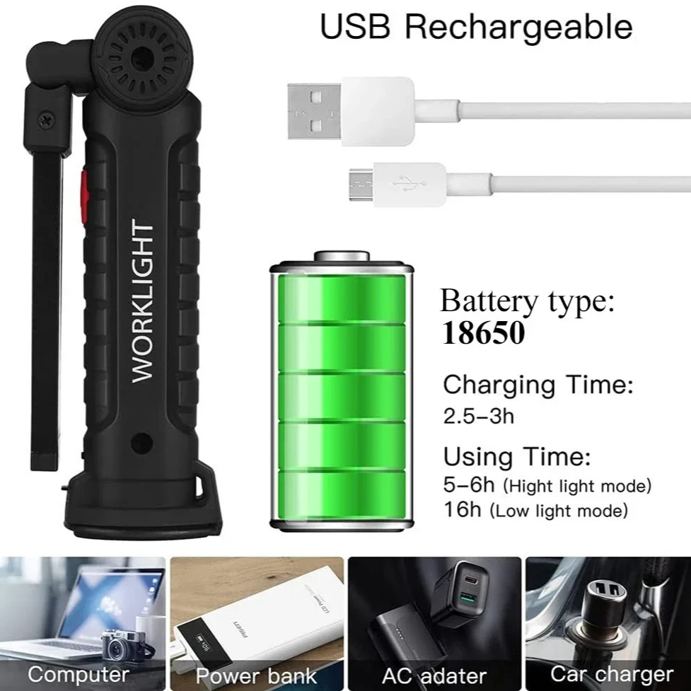 Senter LED COB Portabel Lampu  - Power Bank ulasan dan harga