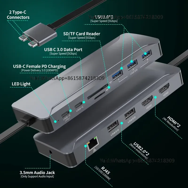 Docking Station 5 Hub USB C de - Usb Hub ulasan dan harga