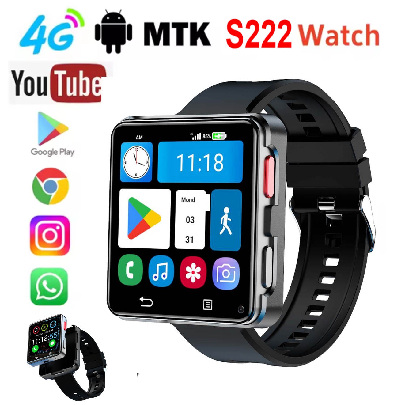 Jam Tangan Pintar S222 4G Kart - Smart Watch ulasan dan harga